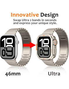 Funda de Metal Amizee para Apple Watch Series 10 46mm Titanio 2