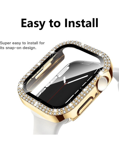Funda Brillante HANKN para Apple Watch 45mm - Protector Vidrio Templado