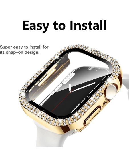 Funda Brillante HANKN para Apple Watch 45mm - Protector Vidrio Templado