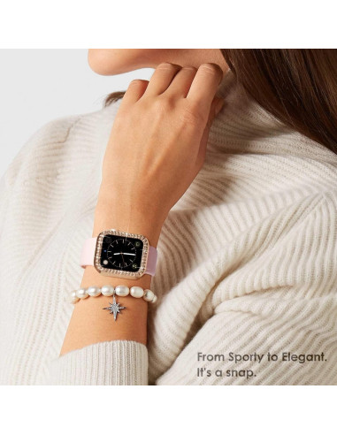 Funda Brillante HANKN para Apple Watch 45mm - Protector Vidrio Templado