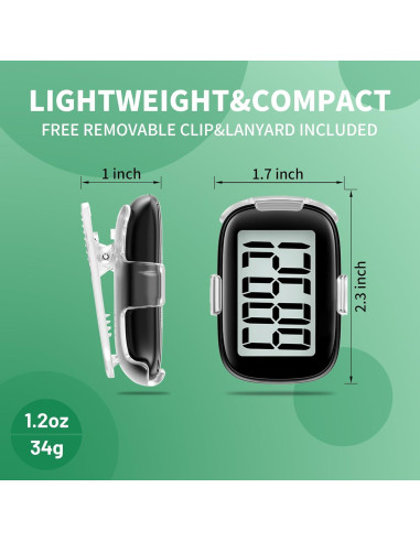 Contador de Pasos 3D TAZUZFLA W802 Negro, Podómetro Preciso