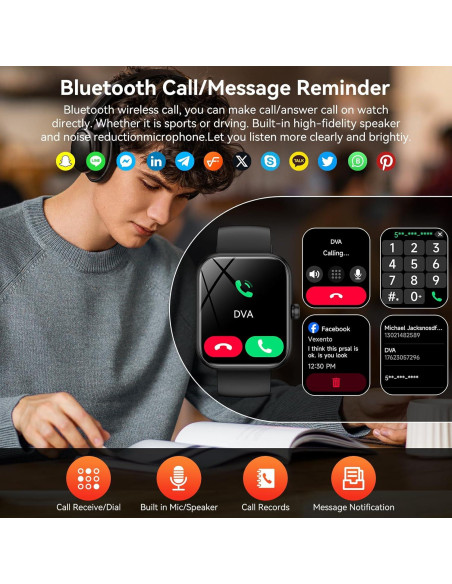 Reloj Inteligente BOOOMIC IDW25 con Alexa, 1.83" HD, IP68
