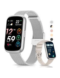 Rastreador de Fitness AKUMAKA CS5, Reloj Inteligente Plata IP68