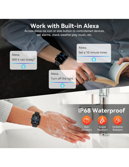 Reloj Inteligente BOOOMIC IDW25 con Alexa, 1.83" HD, IP68