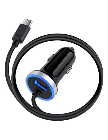 Cargador de coche USB C Sidpro 3.4A con cable de 1m