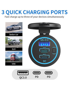 Cargador USB-C de Coche TIANWIDJEW 12V 78W Doble 30W PD 2