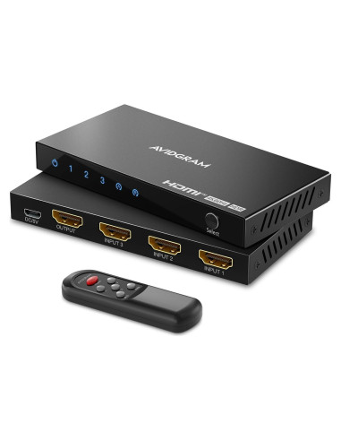 Conmutador HDMI 4K 60Hz AVIDGRAM 3 Puertos Control Remoto
