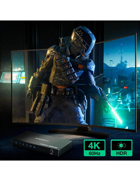 Conmutador HDMI 4K 60Hz AVIDGRAM 3 Puertos Control Remoto