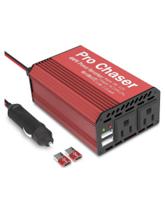 Inversor de Potencia Pro Chaser 400W 12V DC a 220V AC Rojo