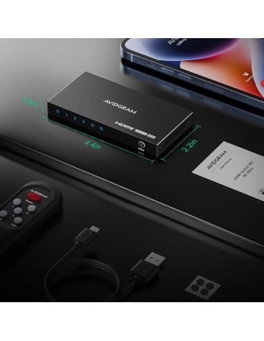 Conmutador HDMI 4K 60Hz AVIDGRAM 3 Puertos Control Remoto