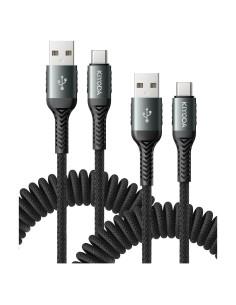 Cable USB C Enrollado Trenzado KIYODA 2Pack 1m Carga Rápida