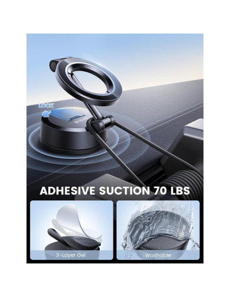 Soporte Magnético para Teléfono de Coche Lamicall 360 Negro