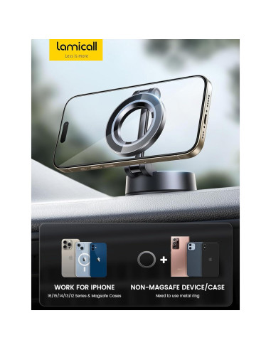 Soporte Magnético para Teléfono de Coche Lamicall 360 Negro