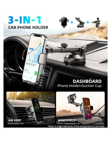 Soporte para teléfono de coche inalámbrico 15W Caibo X6