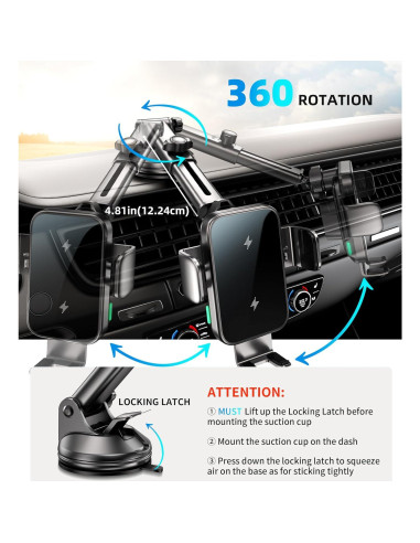 Soporte para teléfono de coche inalámbrico 15W Caibo X6