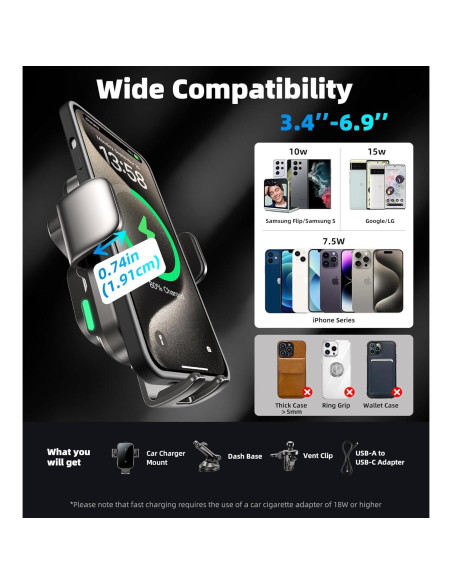 Soporte para teléfono de coche inalámbrico 15W Caibo X6 Soporte para teléfono de coche inalámbrico 15W Caibo X6