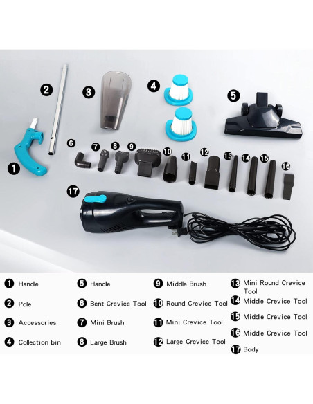 Aspiradora Intercleaner VC 1701 12 en 1 400W 15KPa Silenciosa