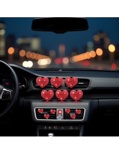 6 Clips de Ventilación Corazón Rojo Junfamilee con Fragancia