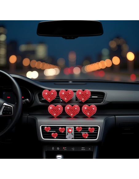 6 Clips de Ventilación Corazón Rojo Junfamilee con Fragancia