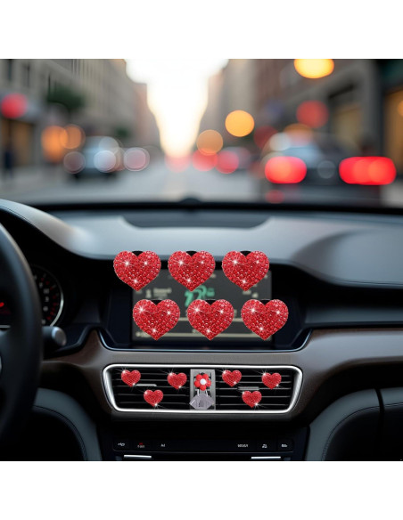 6 Clips de Ventilación Corazón Rojo Junfamilee con Fragancia