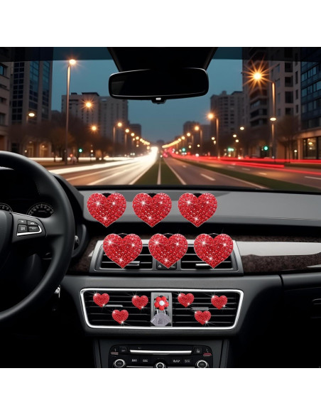 6 Clips de Ventilación Corazón Rojo Junfamilee con Fragancia