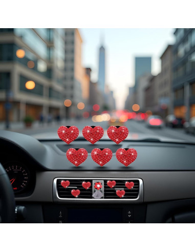 6 Clips de Ventilación Corazón Rojo Junfamilee con Fragancia