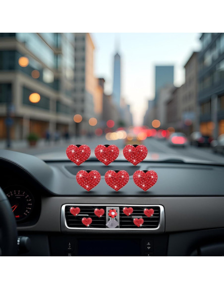 6 Clips de Ventilación Corazón Rojo Junfamilee con Fragancia