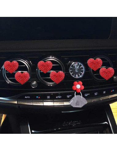 6 Clips de Ventilación Corazón Rojo Junfamilee con Fragancia