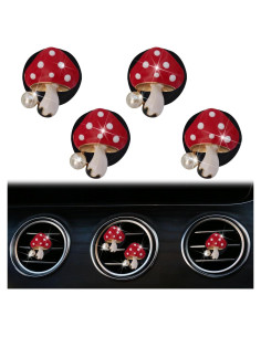 4 Piezas Difusores de Aire Hongo Rojo PurYupearl para Coche