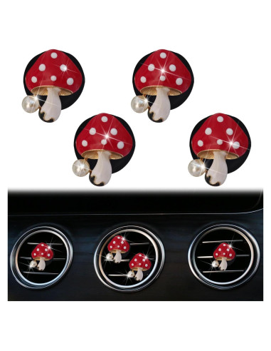 4 Piezas Difusores de Aire Hongo Rojo PurYupearl para Coche