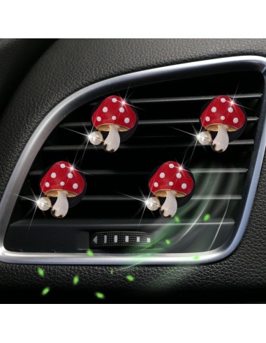4 Piezas Difusores de Aire Hongo Rojo PurYupearl para Coche