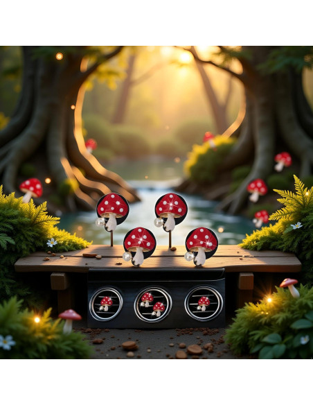 4 Piezas Difusores de Aire Hongo Rojo PurYupearl para Coche