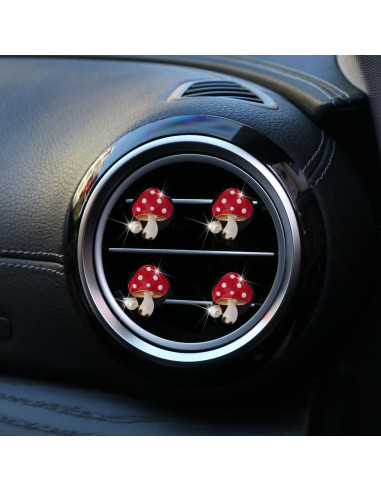 4 Piezas Difusores de Aire Hongo Rojo PurYupearl para Coche