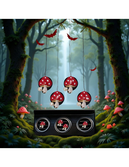 4 Piezas Difusores de Aire Hongo Rojo PurYupearl para Coche