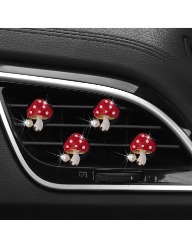 4 Piezas Difusores de Aire Hongo Rojo PurYupearl para Coche