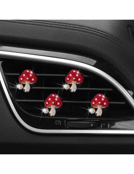 4 Piezas Difusores de Aire Hongo Rojo PurYupearl para Coche