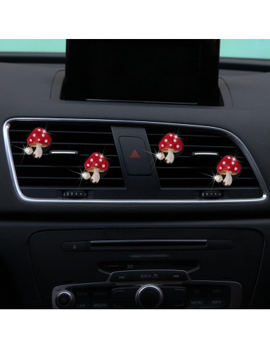 4 Piezas Difusores de Aire Hongo Rojo PurYupearl para Coche