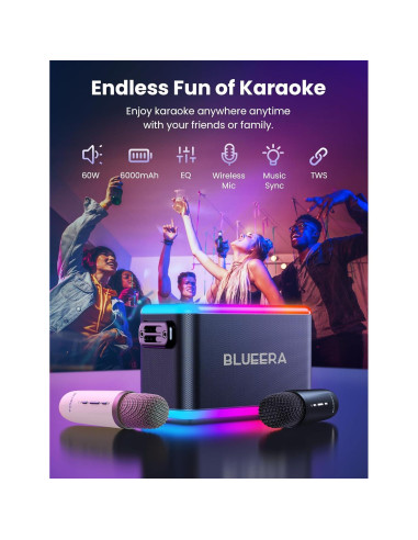 Máquina de Karaoke Ardour 1, Altavoz 60W, 2 Micrófonos