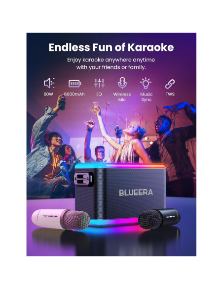 Máquina de Karaoke Ardour 1, Altavoz 60W, 2 Micrófonos