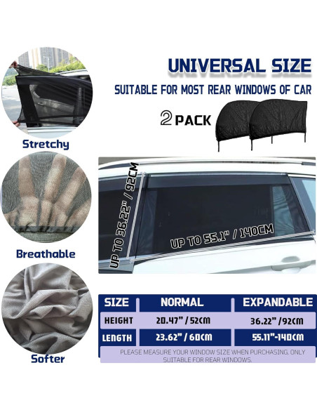 Sombrillas para Ventanas Traseras de Auto OUTTDID - Paquete de 2 Sombrillas para Ventanas Traseras de Auto OUTTDID - Paquete de 2