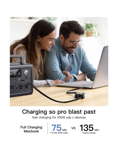 Cable USB C Retráctil YTLUSN 100W 120cm 2Pack Carga Rápida