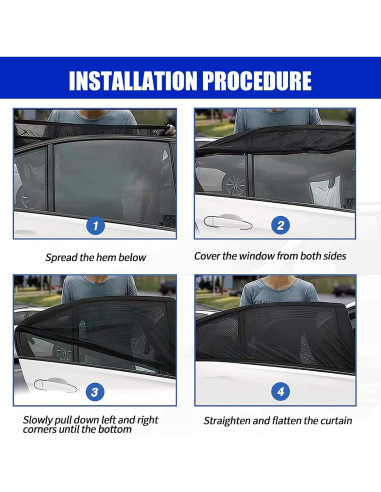 Pack 4 Sombrillas Laterales GKmow para SUV Doble Capa Negro