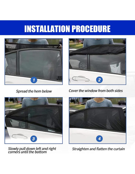 Pack 4 Sombrillas Laterales GKmow para SUV Doble Capa Negro