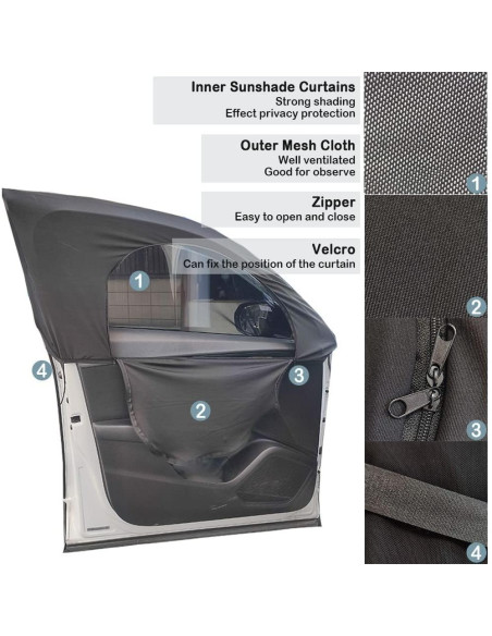 Sombras de Ventana Lateral Turcee para SUV - 2 Piezas Estirables