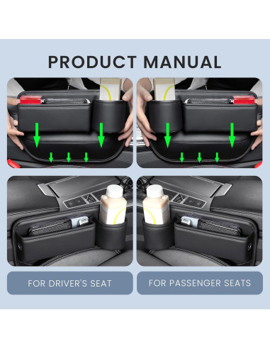 Organizador de Auto NYEONHRT Cuero Marrón Ajuste Universal