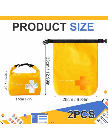 Paquete de 2 Bolsas Vacías Impermeables para Primeros Auxilios