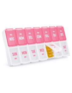 Organizador Semanal de Pastillas AMOOS Rosa 7 Días AM PM