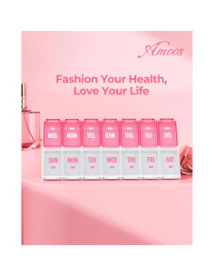 Organizador Semanal de Pastillas AMOOS Rosa 7 Días AM PM 2