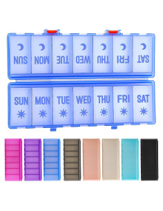 Organizador de Pastillas Plegable AOZITA 7 Días AM PM Azul Claro