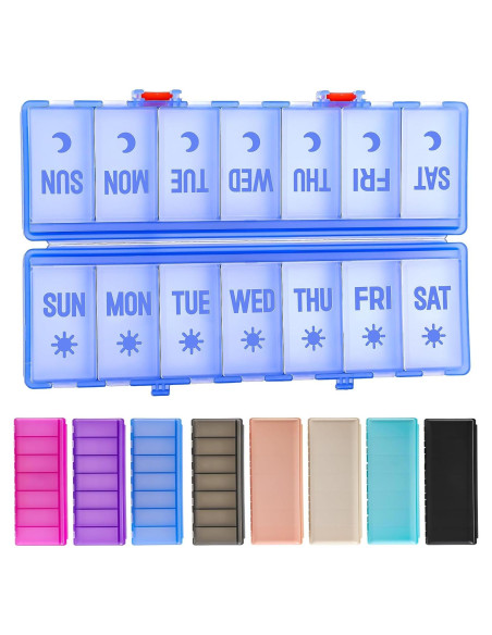 Organizador de Pastillas Plegable AOZITA 7 Días AM PM Azul Claro
